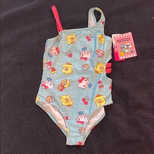 Hello Kitty Kids Swim One Piece - Light Blue and Red nwt Sanrio